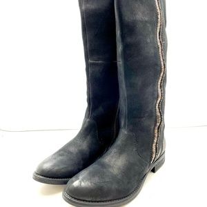 Steven by Steven Madden Zendra Women's 10 Black Leather Knee High Boots